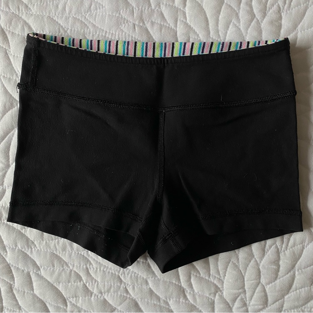 Ivivva Reversible Black Shorts with Colorful Striped Waistband - Picture 5 of 7